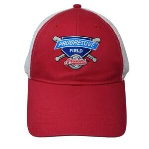 Progressive Field Indians Strapback Trucker Hat Red One Size Adjustable Match Up